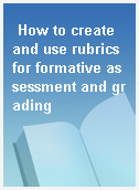 How to create and use rubrics for formative assessment and grading