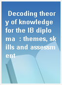 Decoding theory of knowledge for the IB diploma  : themes, skills and assessment