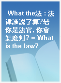 What the法 : 法律誰說了算?若你是法官, 你會怎麼判? = What is the law?