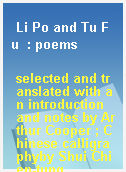 Li Po and Tu Fu  : poems